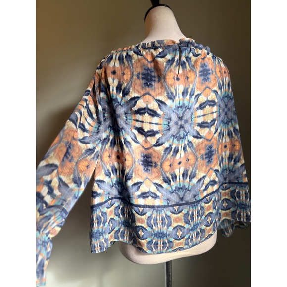 Boho whimsi Off The Shoulder Blouse Top M Metallic Long Sleeve tie dye Y2K fairy - Picture 2 of 5